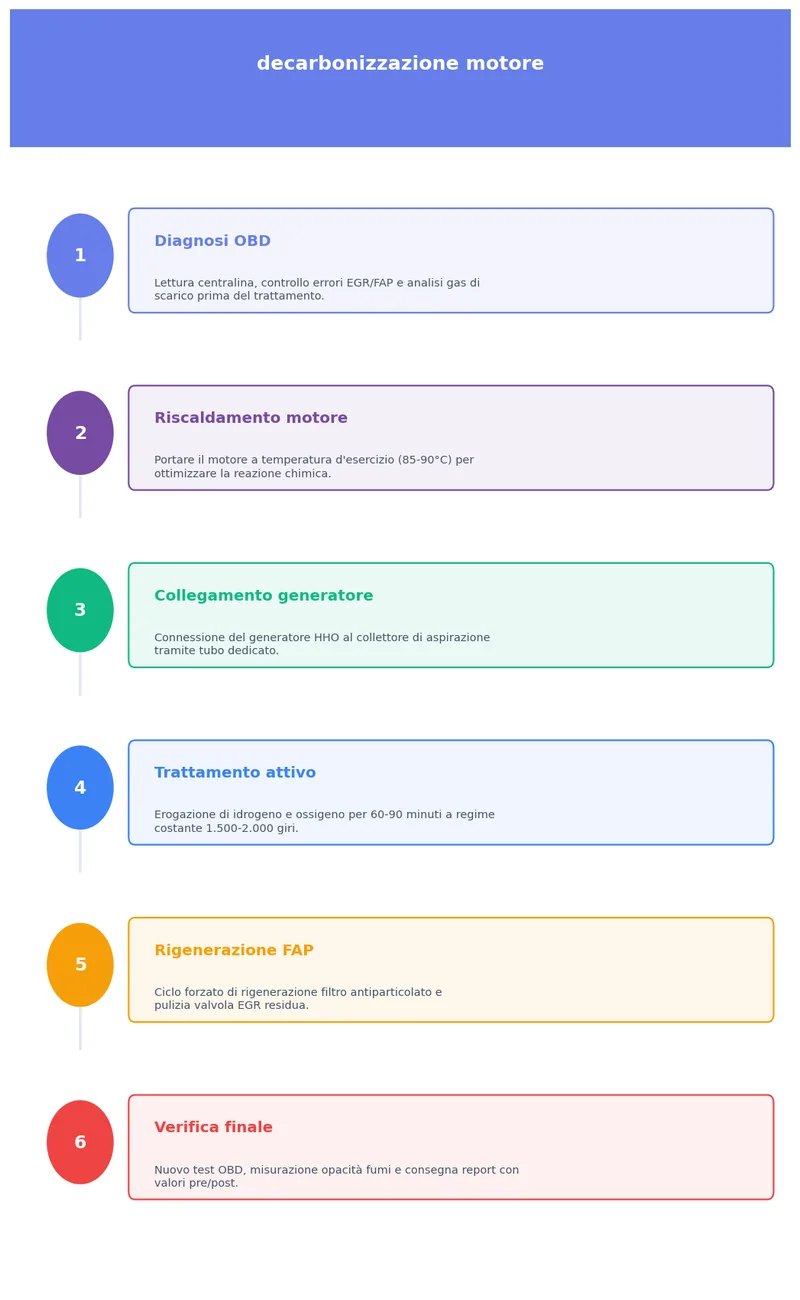 Infografica decarbonizzazione motore — guida passo per passo