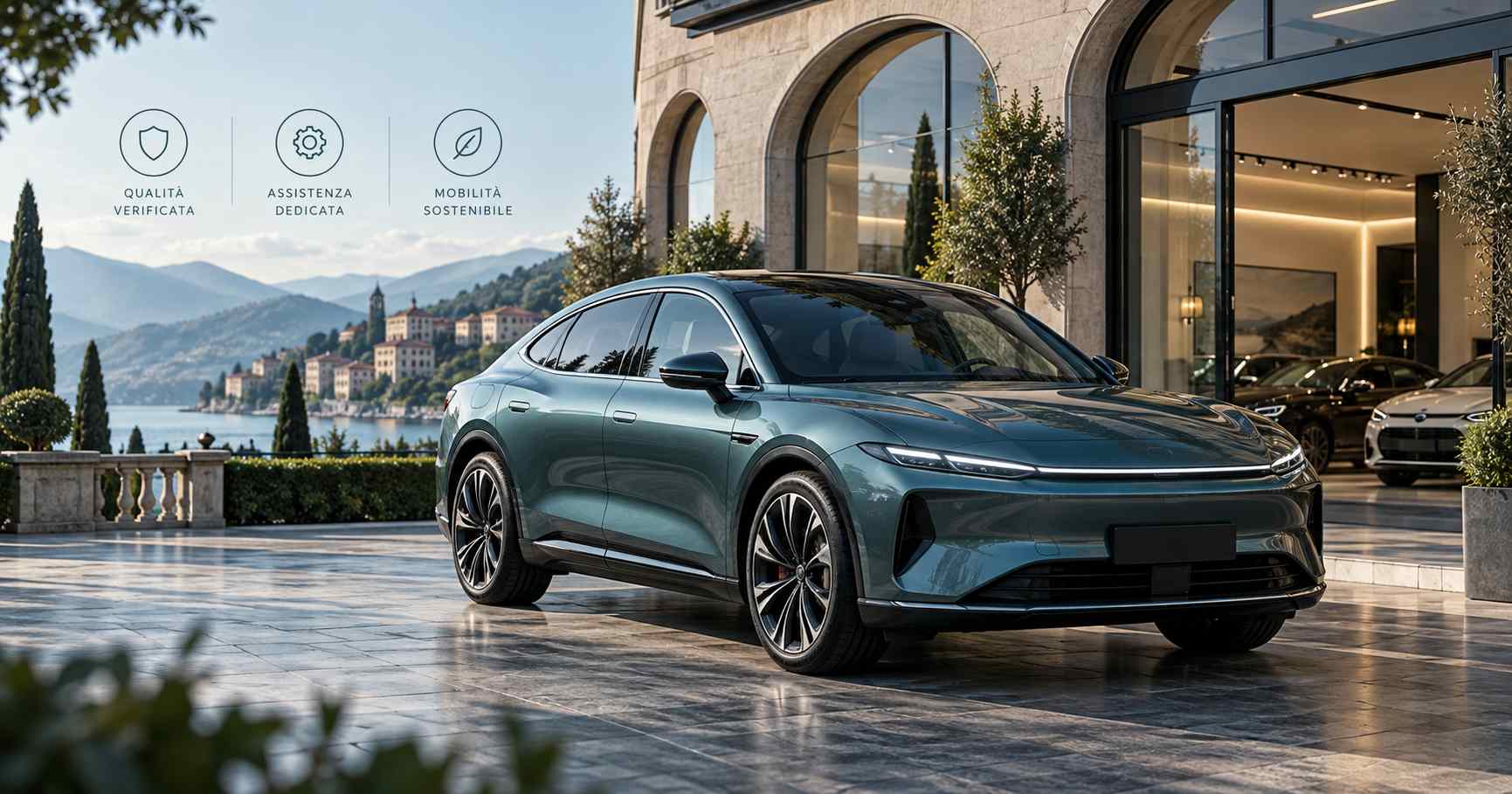 Eleganza automobilistica sul lago italiano berlina cinese1