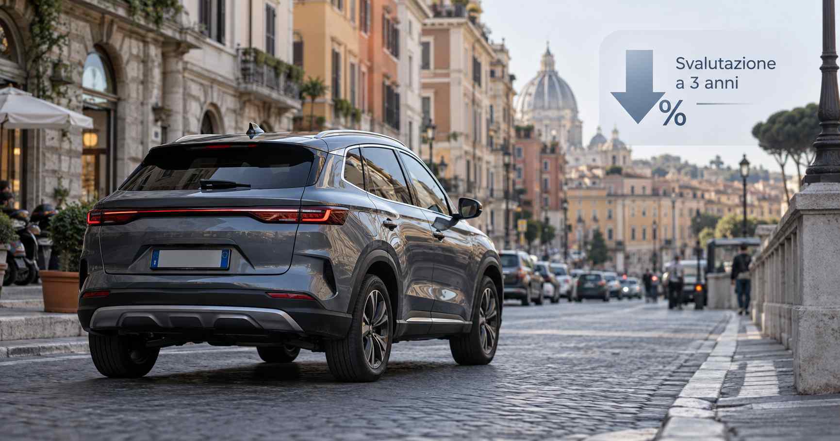 SUV moderno tra i vicoli d’Italia